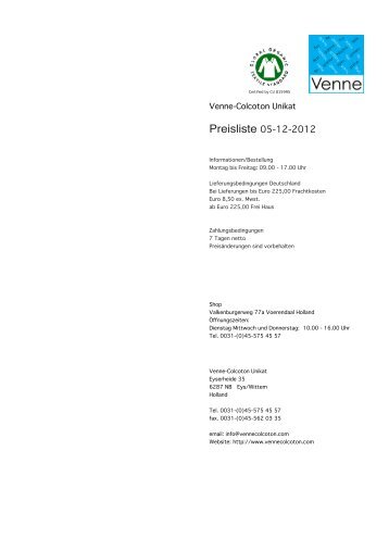 Preisliste 05-12-2012 - Venne Colcoton