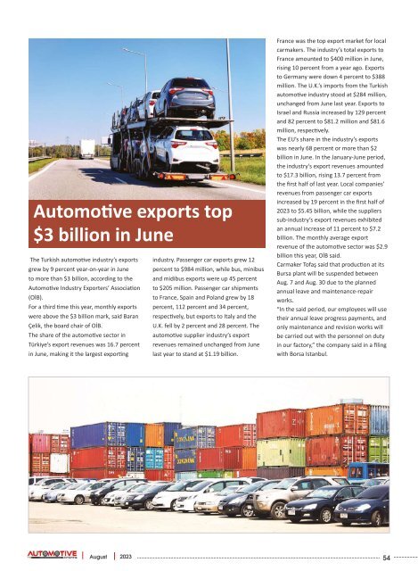 Automotive Exports August 2023