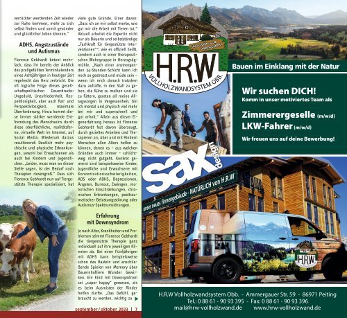 tassilo - das Magazin rund um Weilheim und die Seen - Ausgabe September/Oktober 2023
