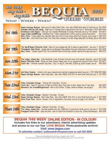 Bequia this Week - 18th August - 24th August 2023
