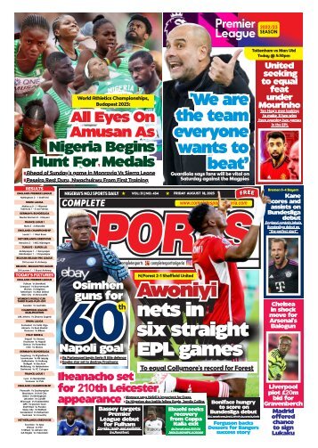 COMPLETE SPORTS - SATURDAY, AUG 19, 2023