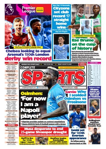 COMPLETE SPORTS - SUNDAY, AUG 20, 2023