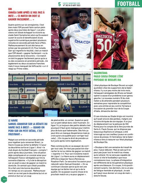 Journal wiwsport n262 - 21 août 2023