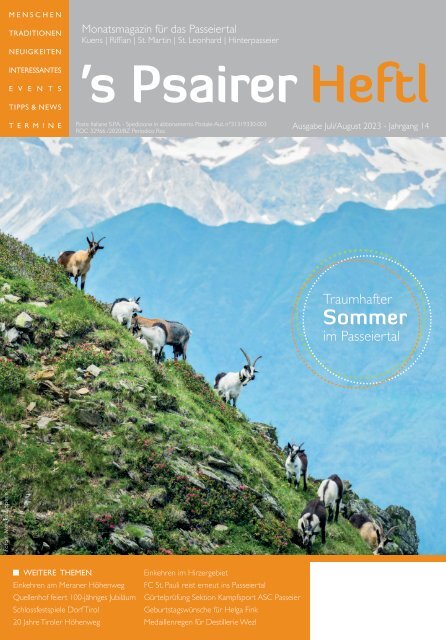 s'Psairer Heftl - Juli+August Ausgabe 2023 