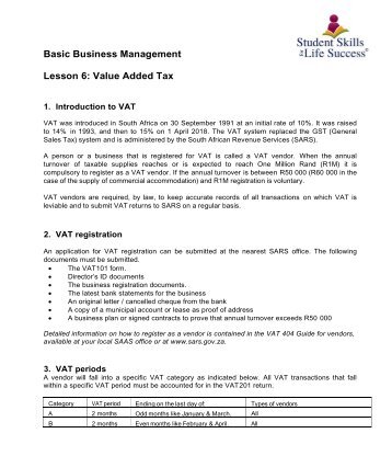 Basic Business Management. Lesson 6. Value Added Tax.