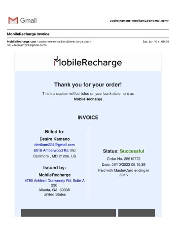 MobileRecharge Invoice