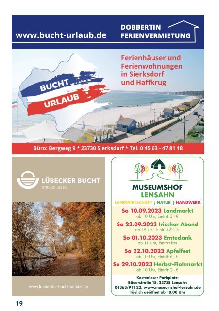 Erlebniskalender Lübecker Bucht September & Oktober 2023