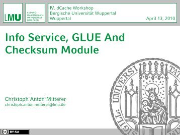 Info Service, GLUE And Checksum Module - dCache