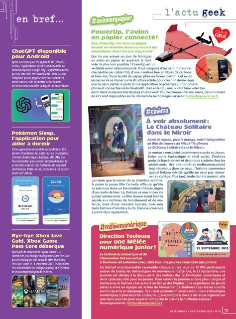 Geek Junior N°37 -septembre 2023 - Extrait