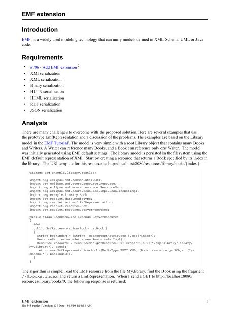 EMF extension Introduction Requirements Analysis - Restlet Wiki
