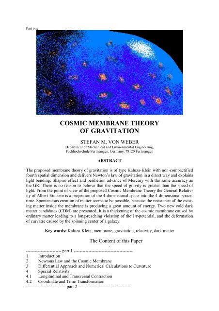 COSMIC MEMBRANE THEORY OF GRAVITATION