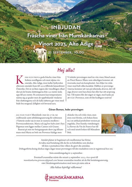 Inbjudan Alto Adige