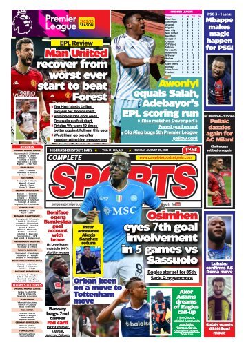 COMPLETE SPORTS - SUNDAY, AUG 27, 2023