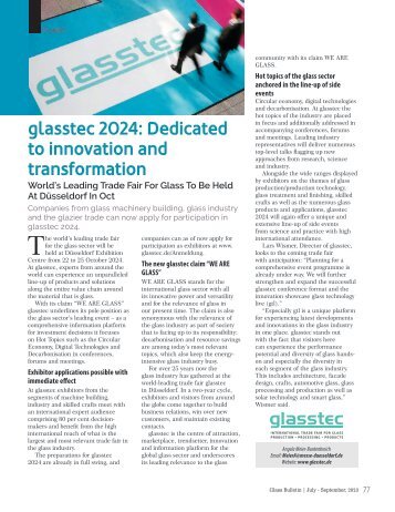 glasstec 2024: Dedicated to innovation and transformation