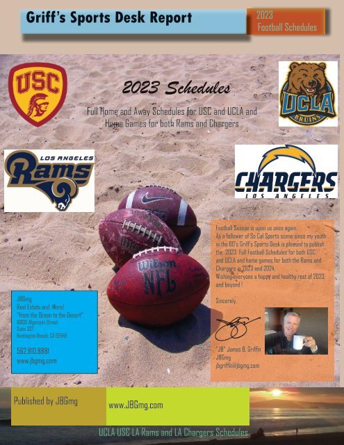 2023  Football Schedules  UCLA, USC and Home Games  Rams Chargers 