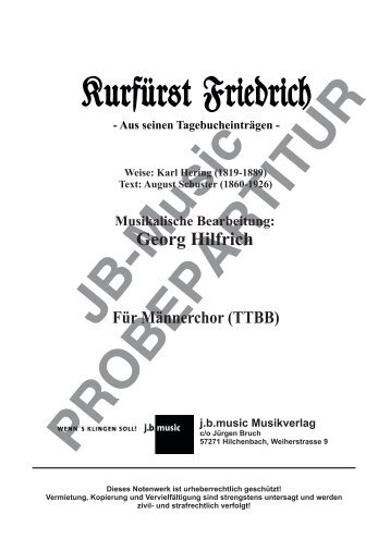 Kurfürst Friedrich (Wütend wälzt sich einst im Bette ...) für Männerchor TTBB