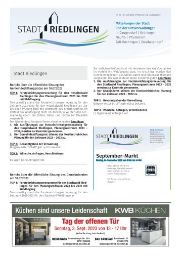 29.08.2023 Amtliches Mitteilungsblatt Riedlingen