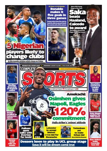 COMPLETE SPORTS - WEDNESDAY, AUG 30, 2023