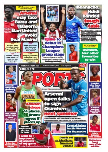 COMPLETE SPORTS - THURSDAY, AUG 31, 2023