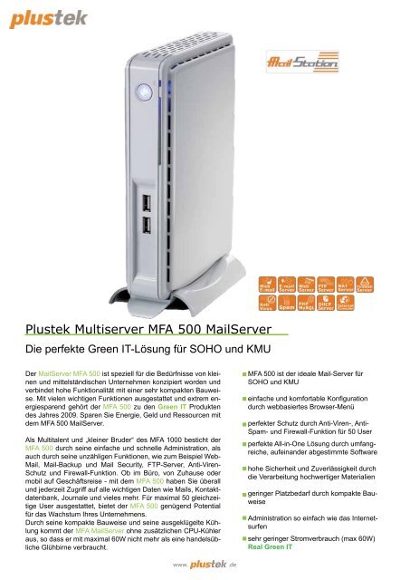Plustek Multiserver MFA 500 MailServer