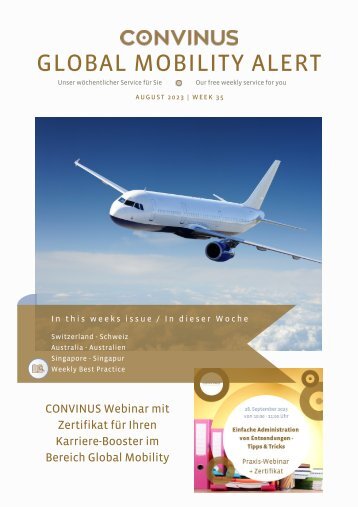CONVINUS Global Mobility Alert - Week 35.2023