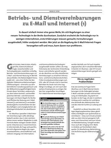Betriebs- und Dienstvereinbarungen zu E-Mail und Internet (1)