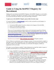 Guide to Using the ReSPECT Registry for Recruitment - Boston ...