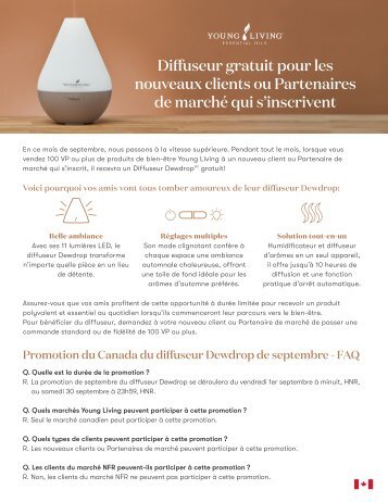 Brochure promotionnelle du Canada du diffuseur Dewdrop de septembre