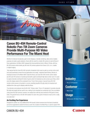 Canon BU-45H Remote-Control Robotic Pan-Tilt ... - Canon USA, Inc.