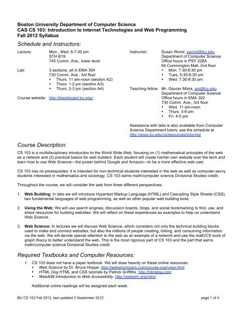 Syllabus Cs People By Full Name Boston University