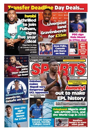 COMPLETE SPORTS - SATURDAY, SEP 2, 2023