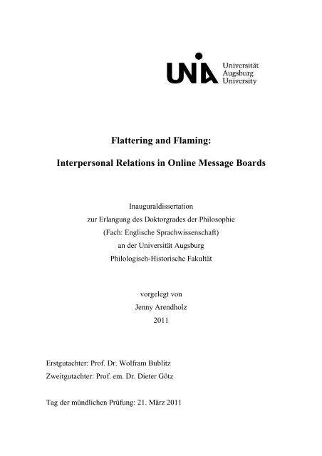 Flattering and Flaming: Interpersonal Relations in Online Message ...