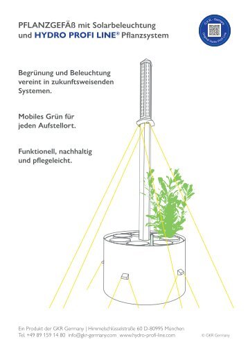 Pflanzgefäß mit Solarbeleuchtung und mit Hydro Profi Line® Pflanzsystem