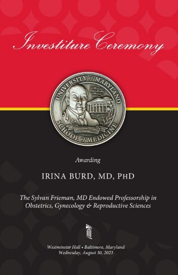 Irina Burd, MD, PhD Investiture Program