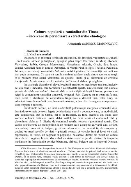 Narodna kultura Rumâni-a (Vlaha) pokušaj perodiozacije etnoloških istraživanje - Cultura populară românilor din Timoc