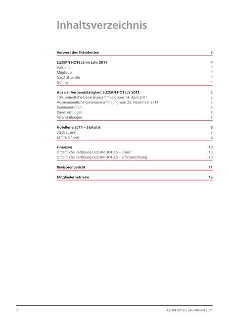 Hotellerie 2011 – Statistik - Luzern Hotels