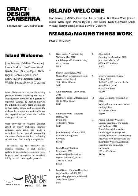 Island Welcome & N'Zassa: Making Things Work Room Sheet