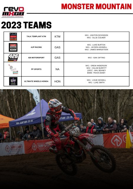 MONSTER MOUNTAIN - MXGB -  PROGRAMME