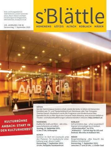 s'Blättle Nr. 36 - Do, 7. September 2023