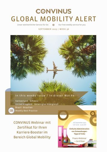 CONVINUS Global Mobility Alert - Week 36.2023