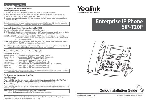 Yealink Enterprise IP PHONE SIP-T20P NEW 