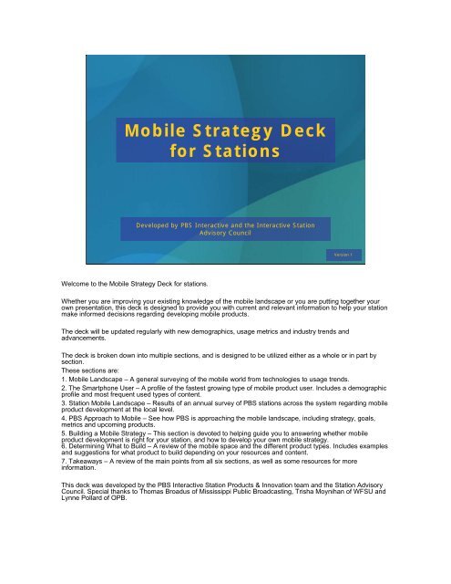 Mobile Strategy Deck for Stations - PBS
