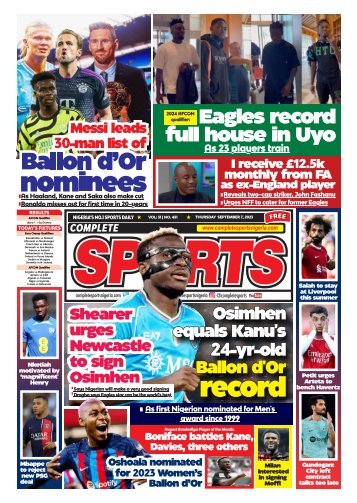 COMPLETE SPORTS - THURSDAY, SEP 7, 2023