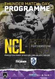 Newcastle Thunder vs Featherstone Rovers Programme
