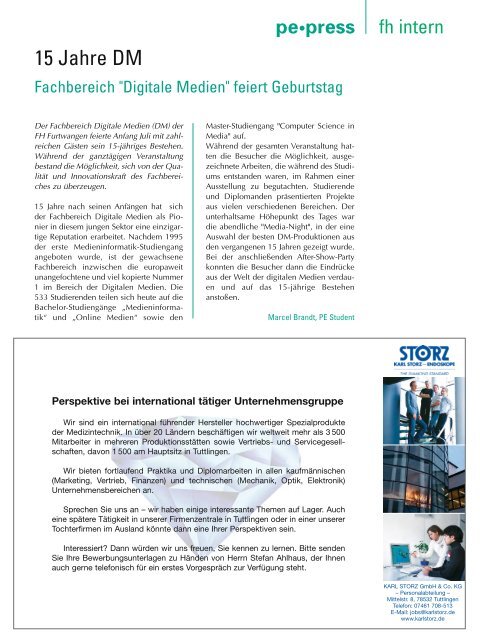 pe press - Hochschule Furtwangen