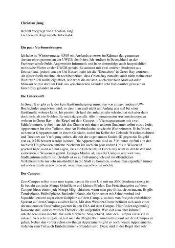 Christian Jung Bericht vorgelegt von Christian ... - Hochschule Fulda