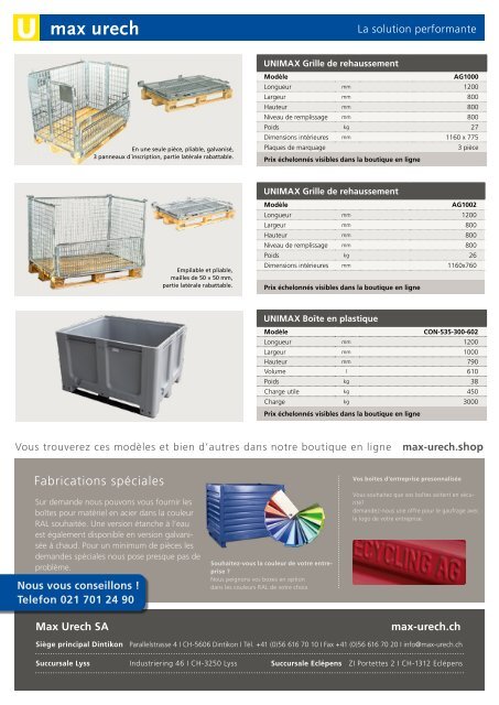 Caisses de stockage et boites de transport | Max Urech AG 