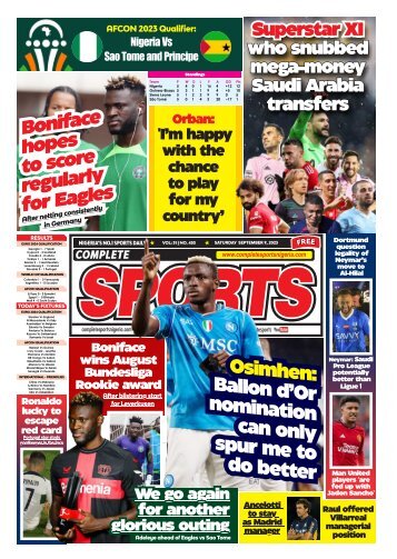 COMPLETE SPORTS - SATURDAY, SEP 9, 2023