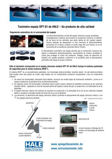 Taxímetro espejo SPT-01 de HALE – Un producto de alta calidad ...