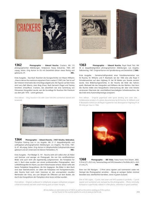 Wertvolle Bücher, Graphik, Historische Photographie - Rare Books, Prints, Historical Photography - Auction 148 